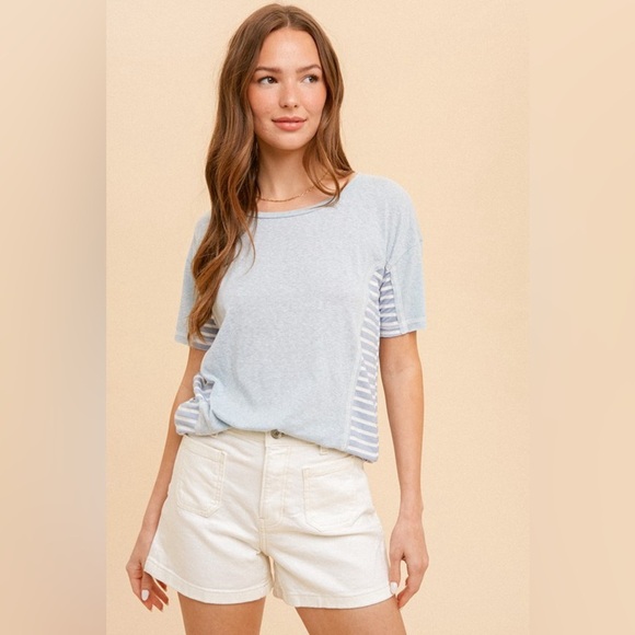 HT8 Hem & Thread Stripe Contrast tee blue and white - Picture 3 of 5
